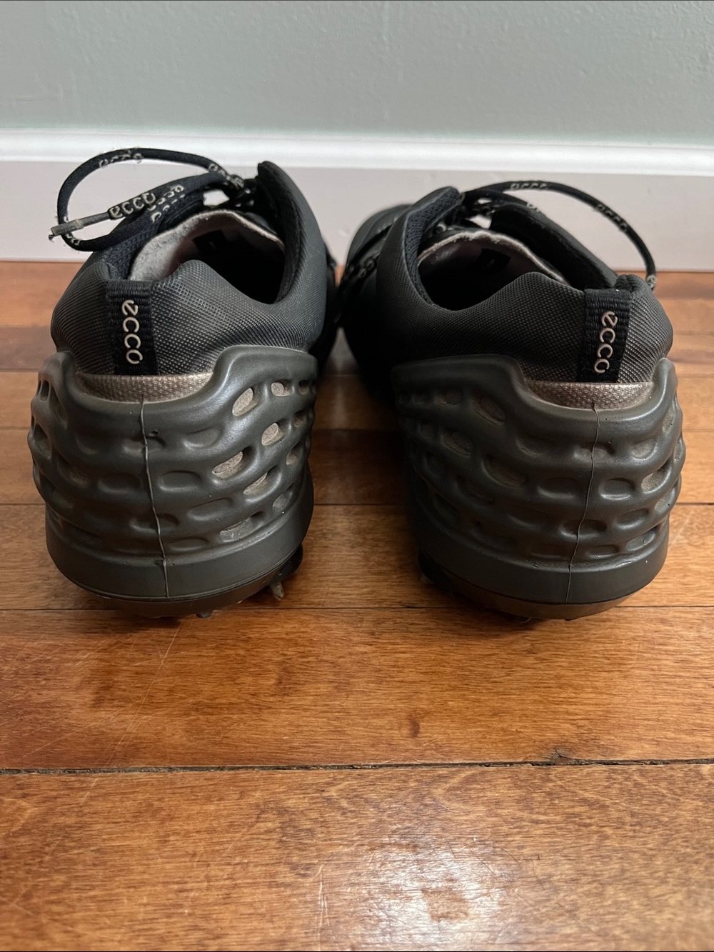 ECCO Natural Motion Hydromax Golf Shoes Black Leather Soft Spike Cleats - Picture 7 of 14